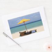 黄色い傘 長方形シール (封筒)