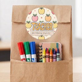 黄色い先生の学校のアップルパターン ラウンドシール