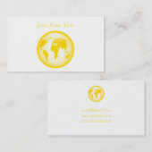 黄色い光沢のある地球、ここのあなたの名前 名刺 (正面/裏面)