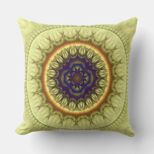 黄色い円形の装飾体 クッション (正面)