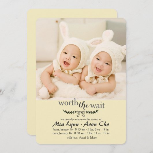 黄色い写真の誕生を待つ価値がある 案内状 (正面/裏面)