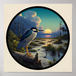 黄色い冠を持つヤギの円形3Dイメージ ポスター