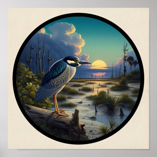 黄色い冠を持つヤギの円形3Dイメージ ポスター (正面)