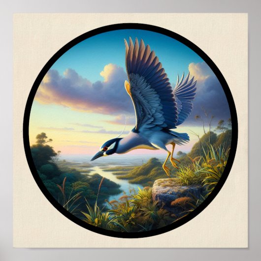 黄色い冠を持つヤギの円形3Dイメージ ポスター (正面)