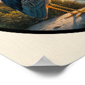 黄色い冠を持つヤギの円形3Dイメージ ポスター (角)