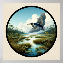 黄色い冠を持つヤギの円形3Dイメージ ポスター