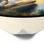 黄色い冠を持つヤギの円形3Dイメージ ポスター (角)