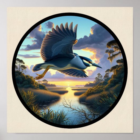 黄色い冠を持つヤギの円形3Dイメージ ポスター (正面)