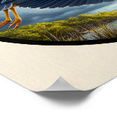 黄色い冠を持つヤギの円形3Dイメージ ポスター (角)