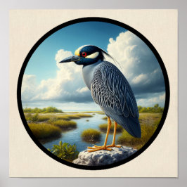 黄色い冠を持つヤギの円形3Dイメージ ポスター