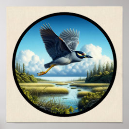 黄色い冠を持つヤギの円形3Dイメージ ポスター