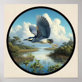 黄色い冠を持つヤギの円形3Dイメージ ポスター