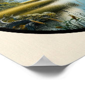 黄色い冠を持つヤギの円形3Dイメージ ポスター (角)