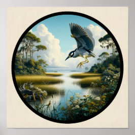 黄色い冠を持つヤギの円形3Dイメージ ポスター