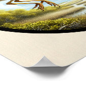 黄色い冠を持つヤギの円形3Dイメージ ポスター (角)