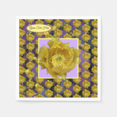 黄色い切り花を持つムラサキサボテン スタンダードカクテルナプキン (正面)