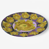 黄色い切り花を持つムラサキサボテン ペーパープレート (アングル)