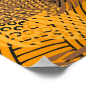 黄色い列のシームレス葉なヴィンテージパターン ポスター (角)