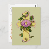 黄色い十字とピンクの花 ポストカード (正面/裏面)