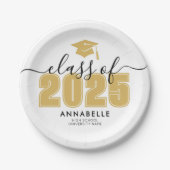 黄色い卒業式パーティー ペーパープレート (正面)