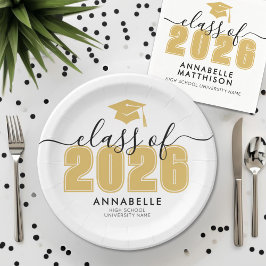 黄色い卒業式パーティー ペーパープレート