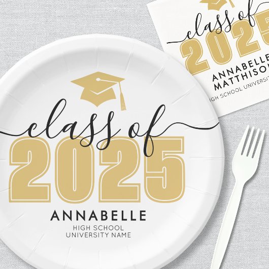 黄色い卒業式パーティー ペーパープレート