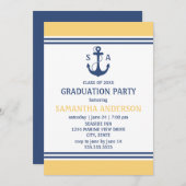 黄色い卒業航海のパーティー招待状 招待状 (正面/裏面)