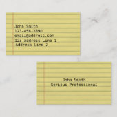 黄色い原稿によって並べられる紙 名刺 (正面/裏面)