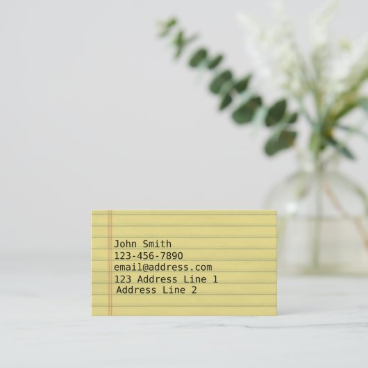 黄色い原稿によって並べられる紙 名刺 (スタンド正面)