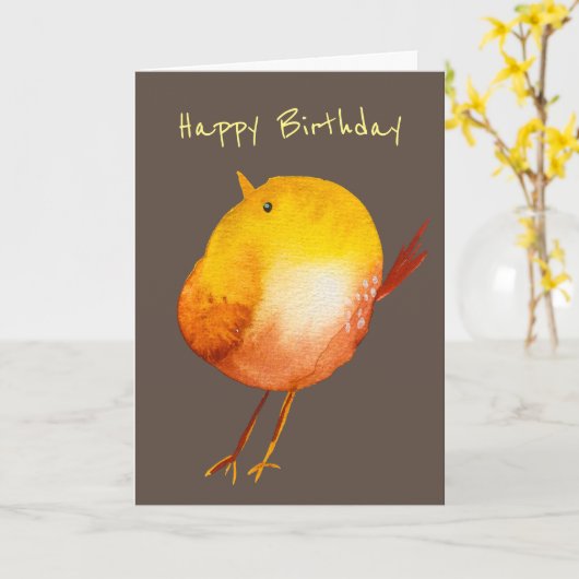 黄色い可愛い鳥 カード (黄色い花)