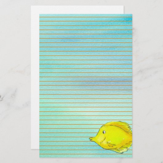 黄色い唐熱帯魚オレンジが並んだ 便箋 (正面/裏面)
