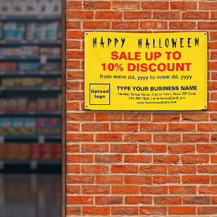 黄色い四角形バナーのビジネス向けハロウィーン販売 横断幕