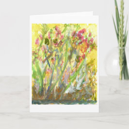 黄色い地上のメッセージカードの高い花 カード