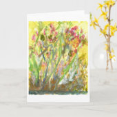 黄色い地上のメッセージカードの高い花 カード (黄色い花)