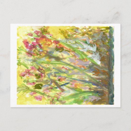 黄色い地面のはがきに背の高い花 ポストカード (正面)