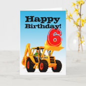 黄色い坑夫の第6誕生日 カード (黄色い花)