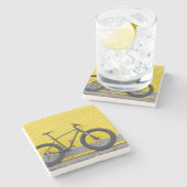 黄色い壁に脂肪の自転車 ストーンコースター (横)