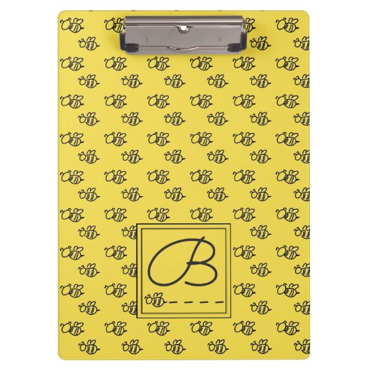 黄色い夏の蜂パターン クリップボード (正面)