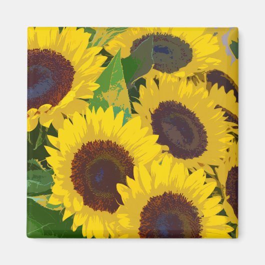 黄色い夏ひまわりプリント磁石 マグネット (正面)