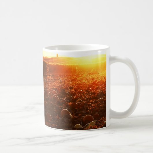 黄色い夕日のカボチャ畑 コーヒーマグカップ (右)