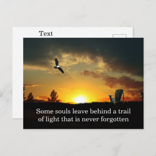 黄色い夕焼けの草原 哀悼の葉書 ポストカード (正面/裏面)