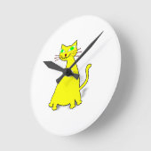黄色い太った猫 ラウンド壁時計 (傾斜)