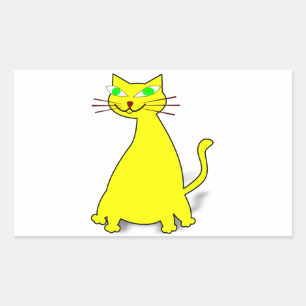 黄色い太った猫 長方形シール