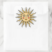 黄色い太陽と顔 スクエアシール (バッグ)