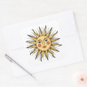 黄色い太陽と顔 スクエアシール (封筒)