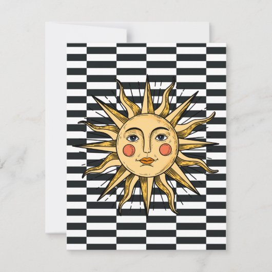 黄色い太陽と顔 ノートカード (正面)