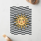 黄色い太陽と顔 ノートカード (正面/裏面インサイチュ)