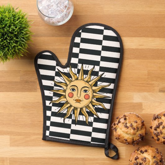 黄色い太陽と顔 鍋つかみ (トップダウン)