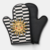 黄色い太陽と顔 鍋つかみ (正面/裏面)