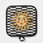 黄色い太陽と顔 鍋敷き (正面)